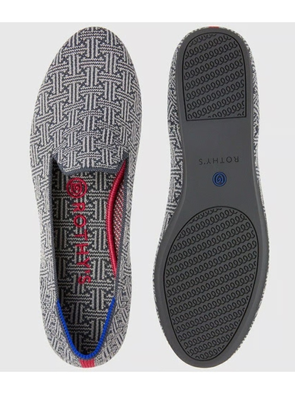 Rothy’s The Loafer in the retired Charcoal Grid pattern size 7